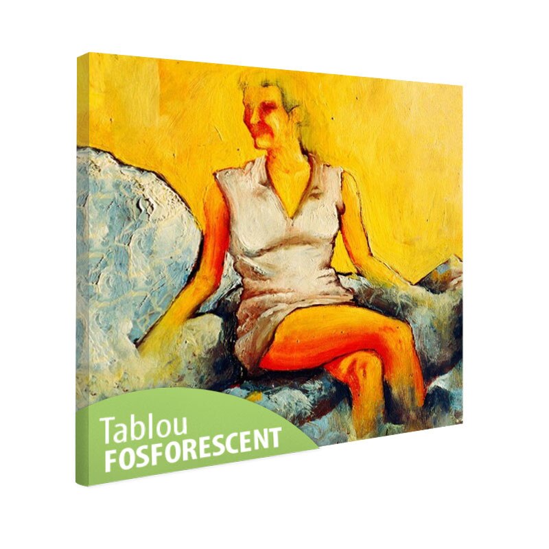 Tablou fosforescent Femeie pe canapea 80x80cm
